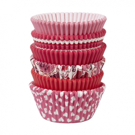 Walentynkowe papilotki do muffinów różowe czerwone 150 szt. Wilton 415-2055