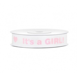 Ripsband It's a GIRL - rosa